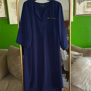 Eloquii Deep Blue Dress with Zipper Accent